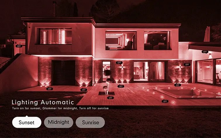 Outdoor garden lighting scene